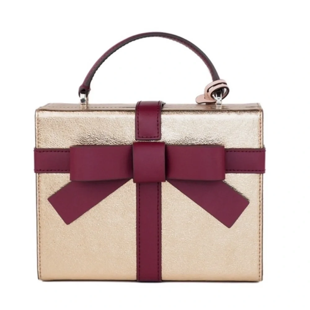 NWT Kate Spade Wrapping Party Gift Box Crossbody Bag Glittering Rose Meta $359 - Picture 11 of 12